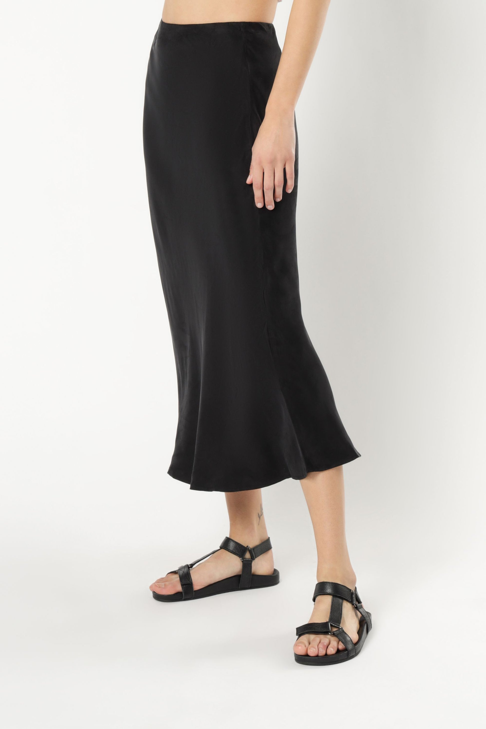 Nude Lucy Esme Cupro Midi Skirt Black Skirt 