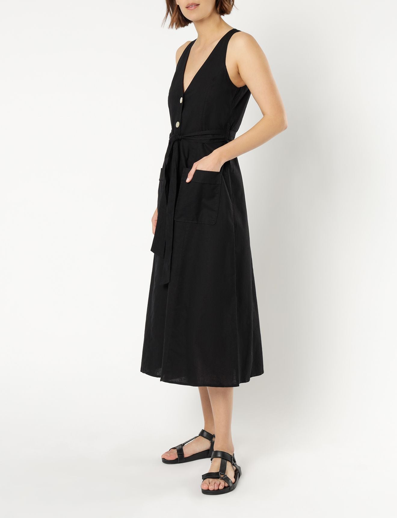 Nude Lucy kora linen midi dress black dress