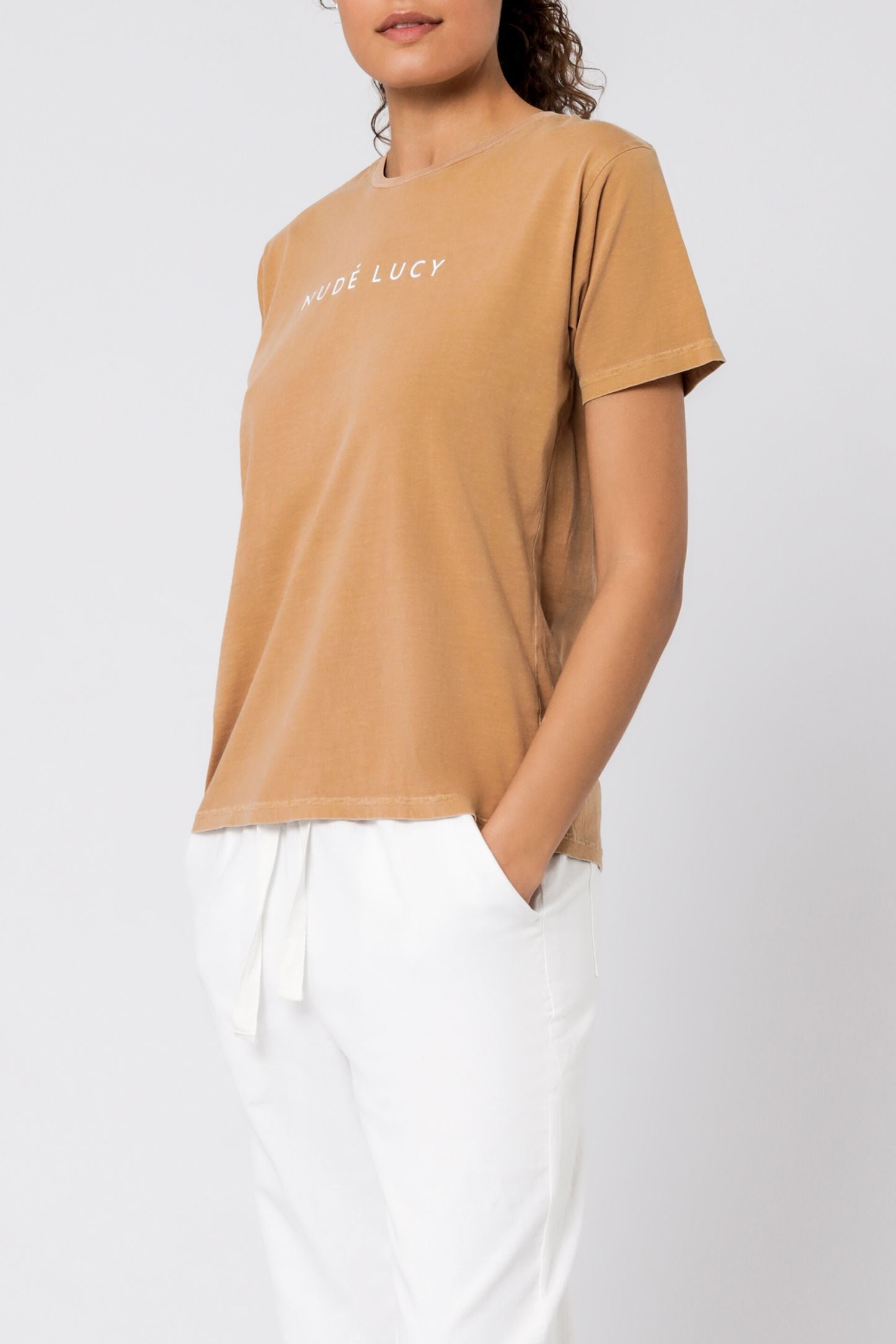 Nude Lucy Nude Lucy Washed Slogan Tee Tobacco T Shirt 