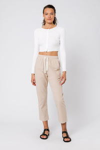 Nude Lucy eden button front waffle tee white tees
