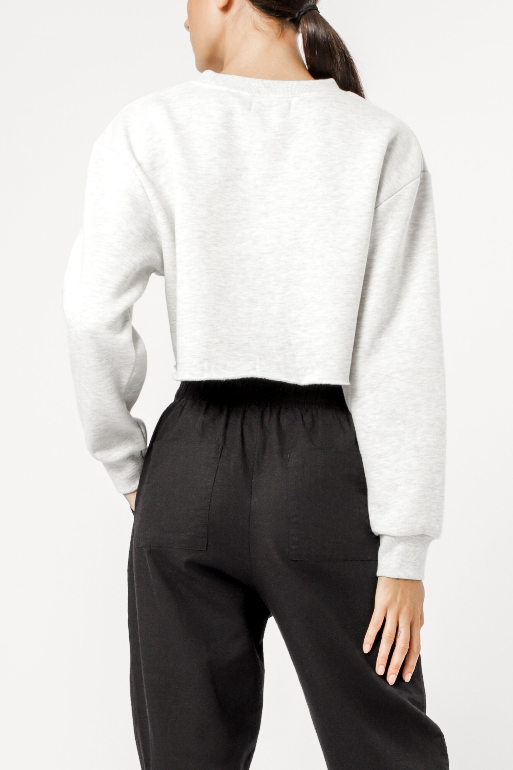 Nude Lucy Carter Classic Crop Sweat Snow Marle Sweats 