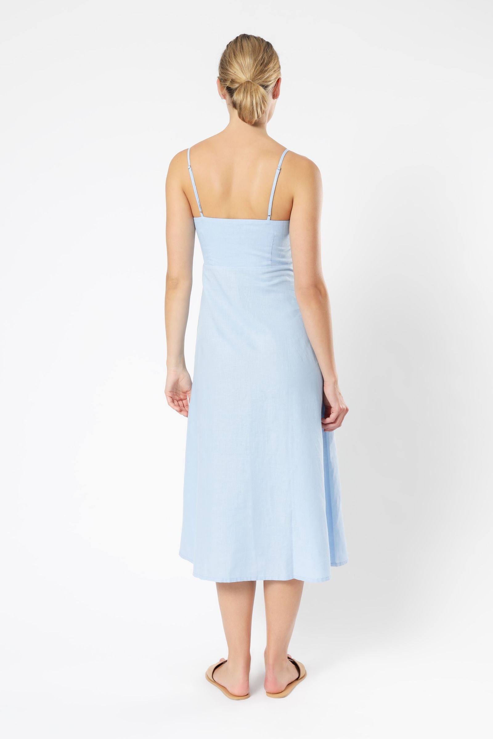 Nude Lucy Drew Linen Midi Dress Capri Blue Dress 