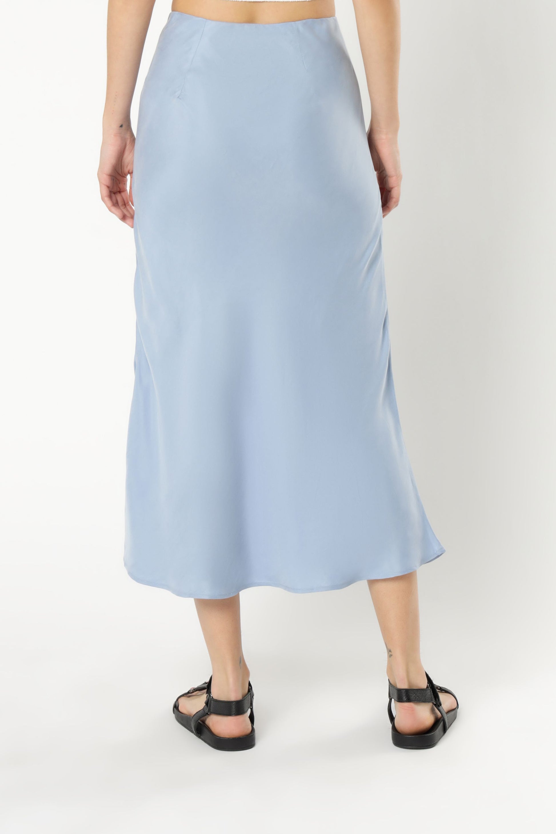 Nude Lucy Esme Cupro Midi Skirt Steel Blue Skirt 