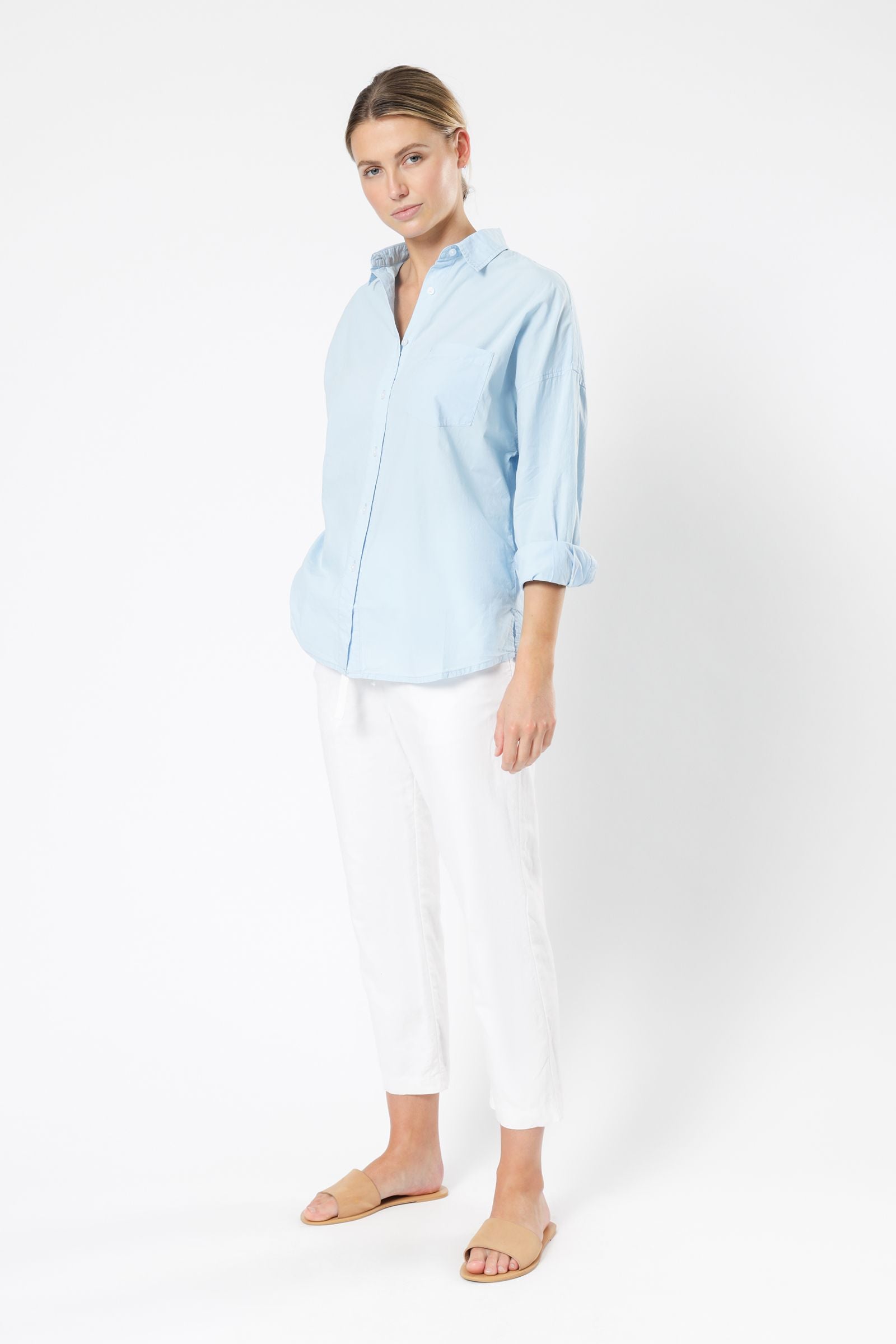 Nude Lucy naya washed cotton shirt capri blue shirt