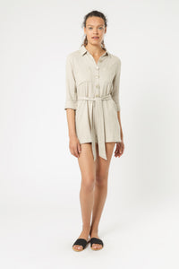 Nude Lucy rumi linen long sleeve romper oat jumpsuit