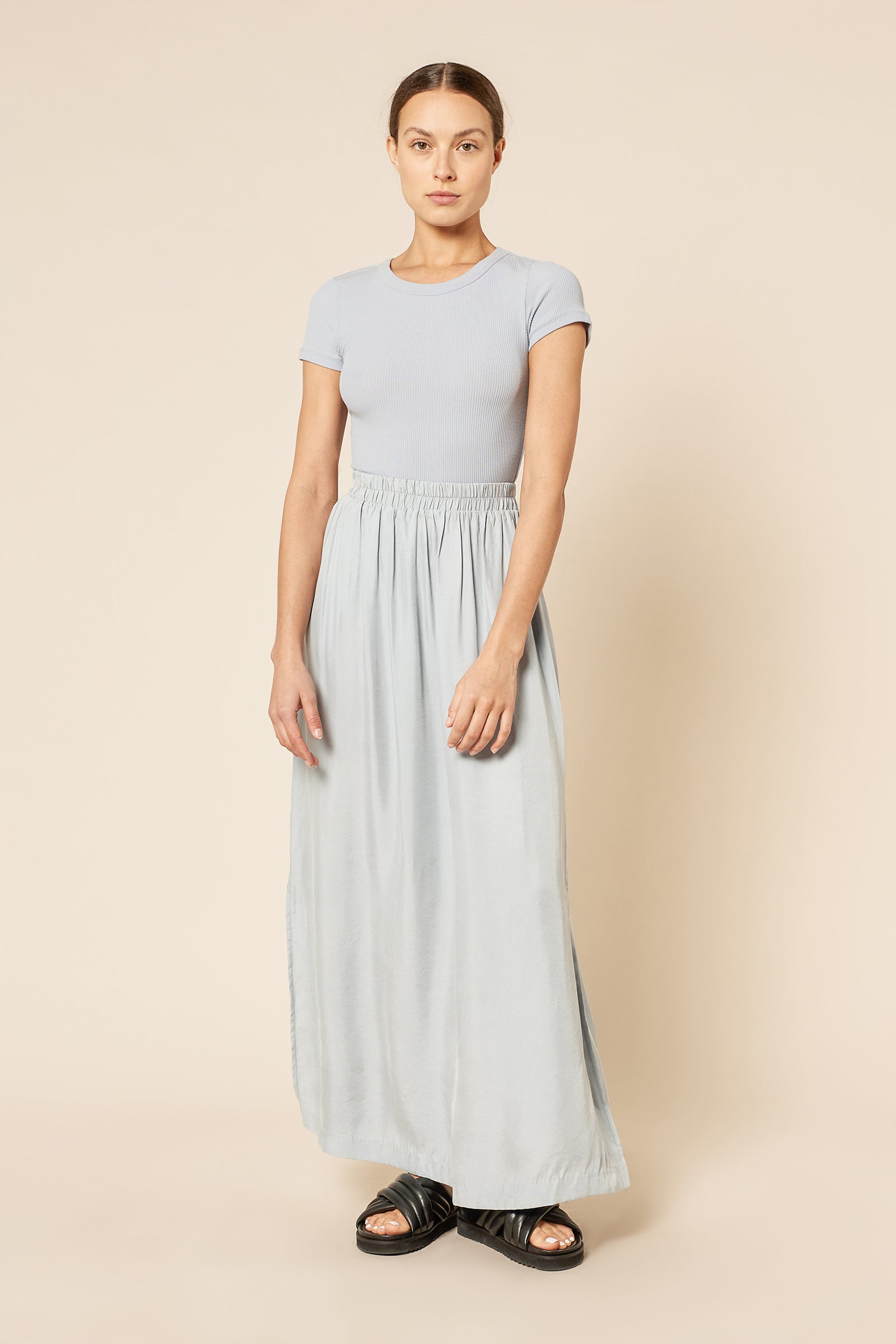 Nude Lucy Monroe Organic Rib Tee In A Blue & Green Toned Bermuda Colour 