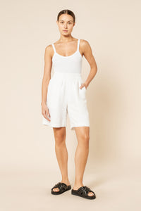 Nude Lucy Nima Longline Linen Short in White
