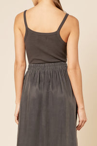 Nude Lucy Harley Waffle Bodysuit in a Dark Grey In a Brown Coal Colour