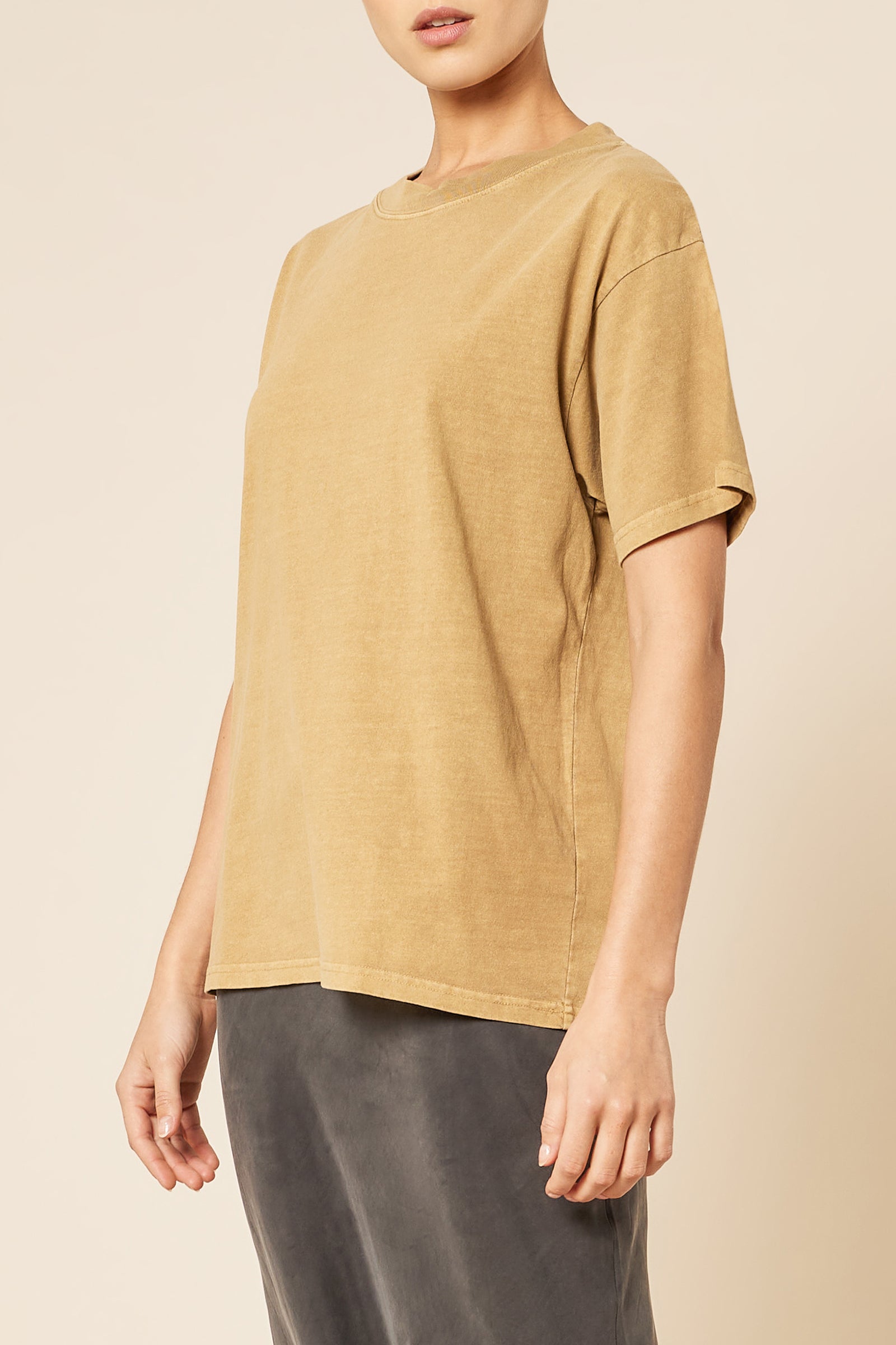 Nude Lucy Frankie Organic Washed Bf Tee In A Brown Oak Colour 