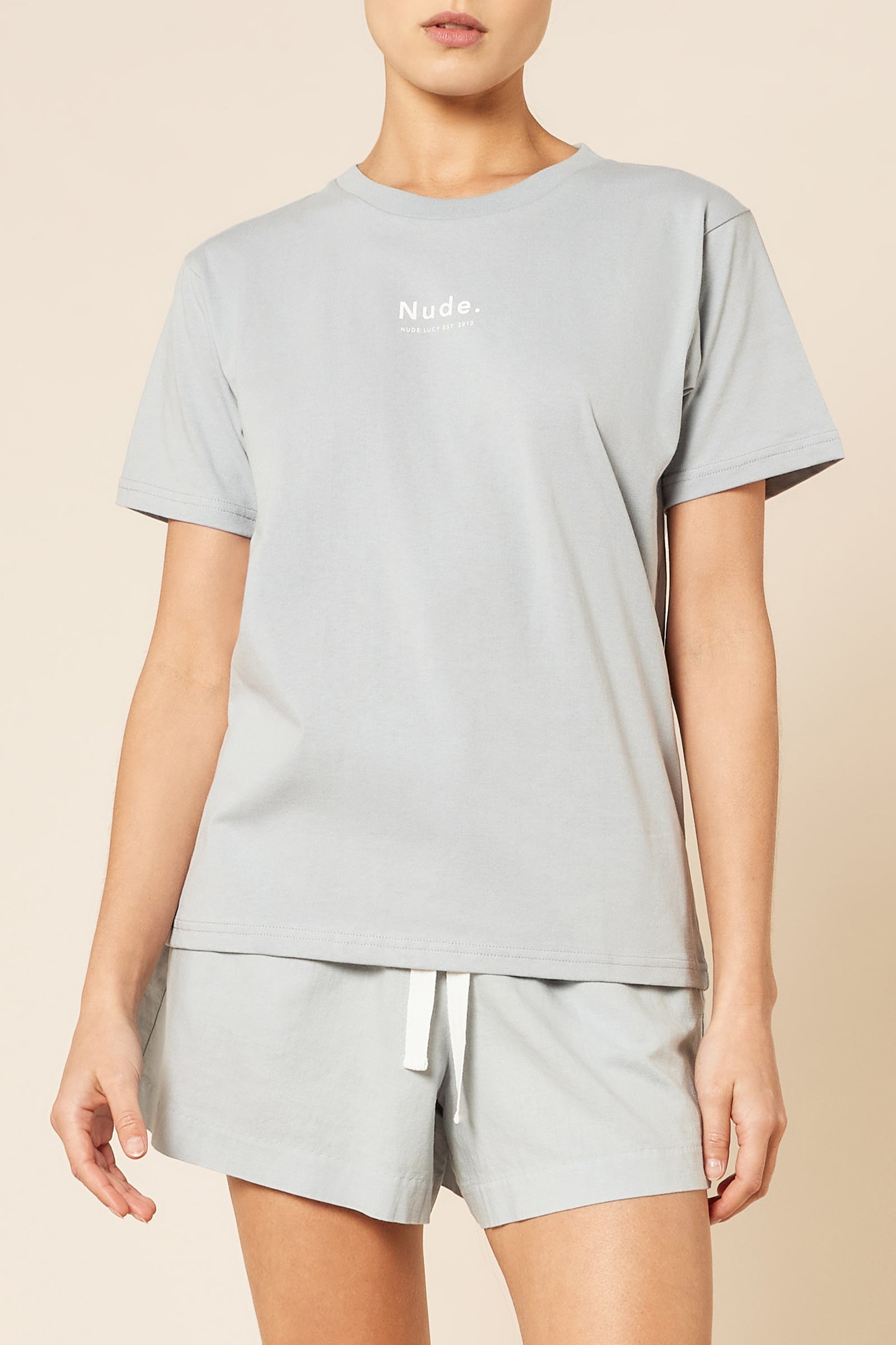 Nude Lucy Nude Organic Heritage Tee In A Blue & Green Toned Bermuda Colour 