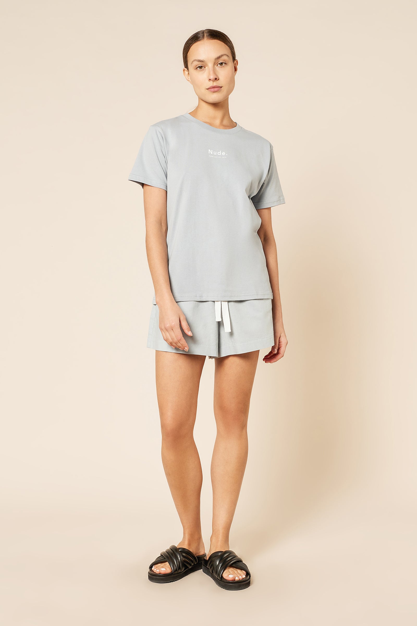 Nude Lucy Nude Organic Heritage Tee In A Blue & Green Toned Bermuda Colour 