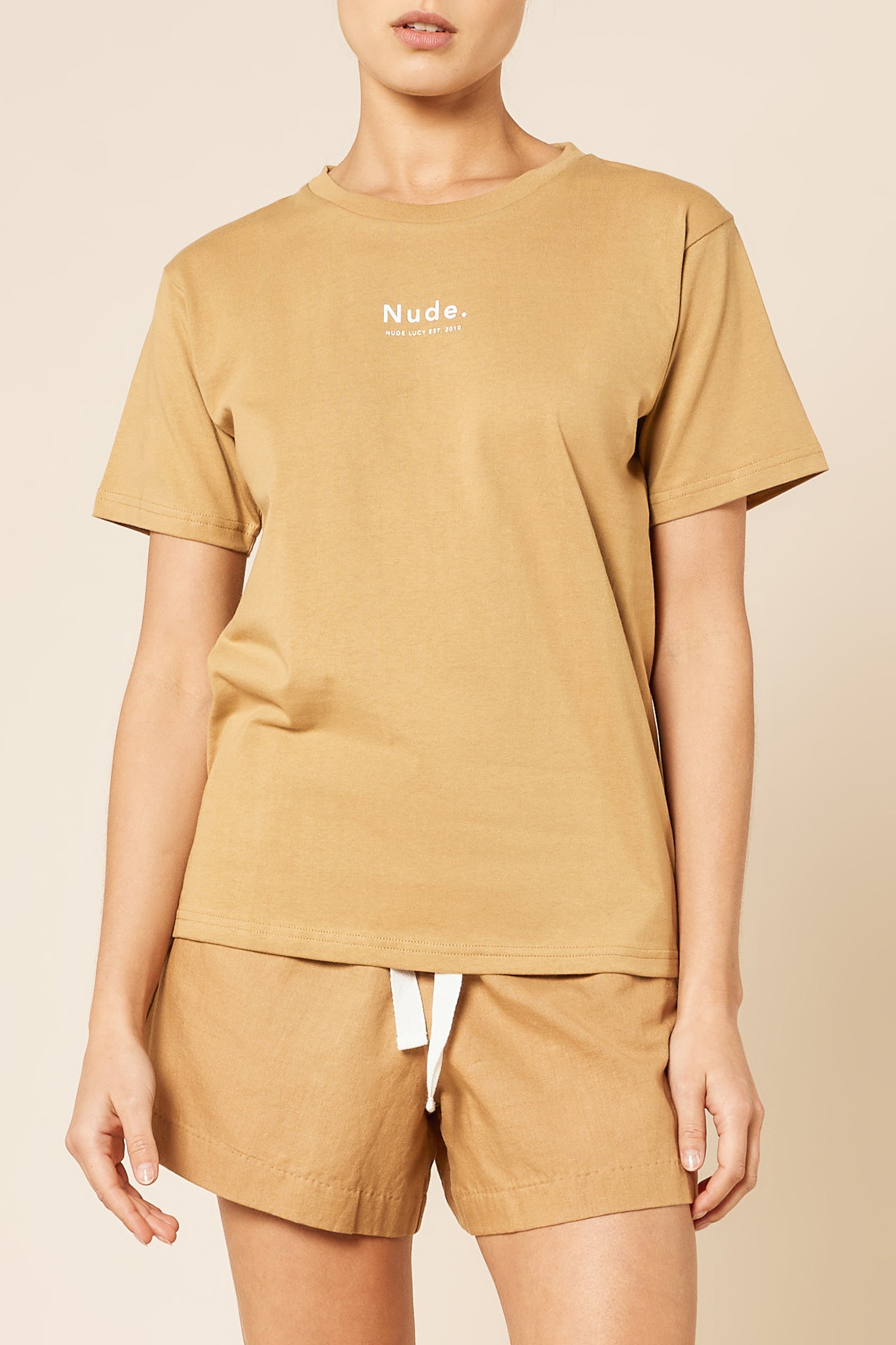 Nude Lucy Nude Organic Heritage Tee In A Brown Oak Colour 