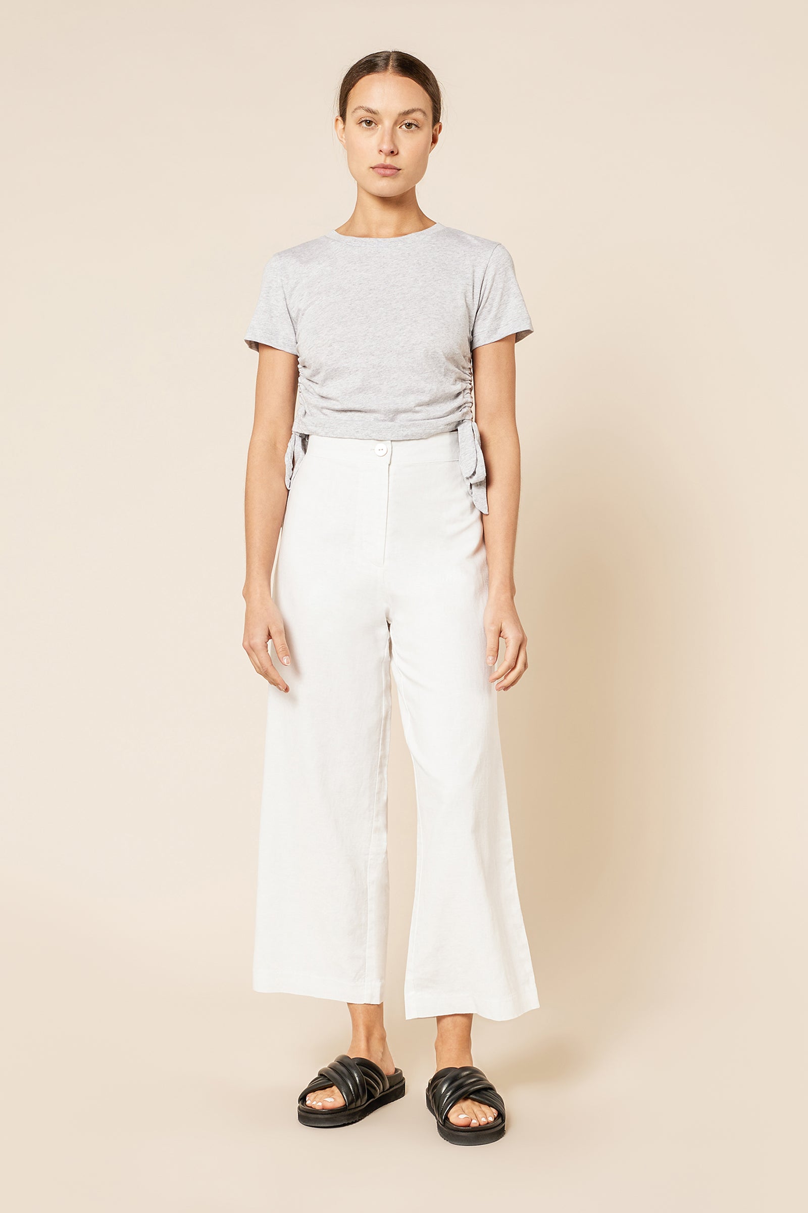 Nude Lucy Rowan Drawstring Tee In Grey Marle 
