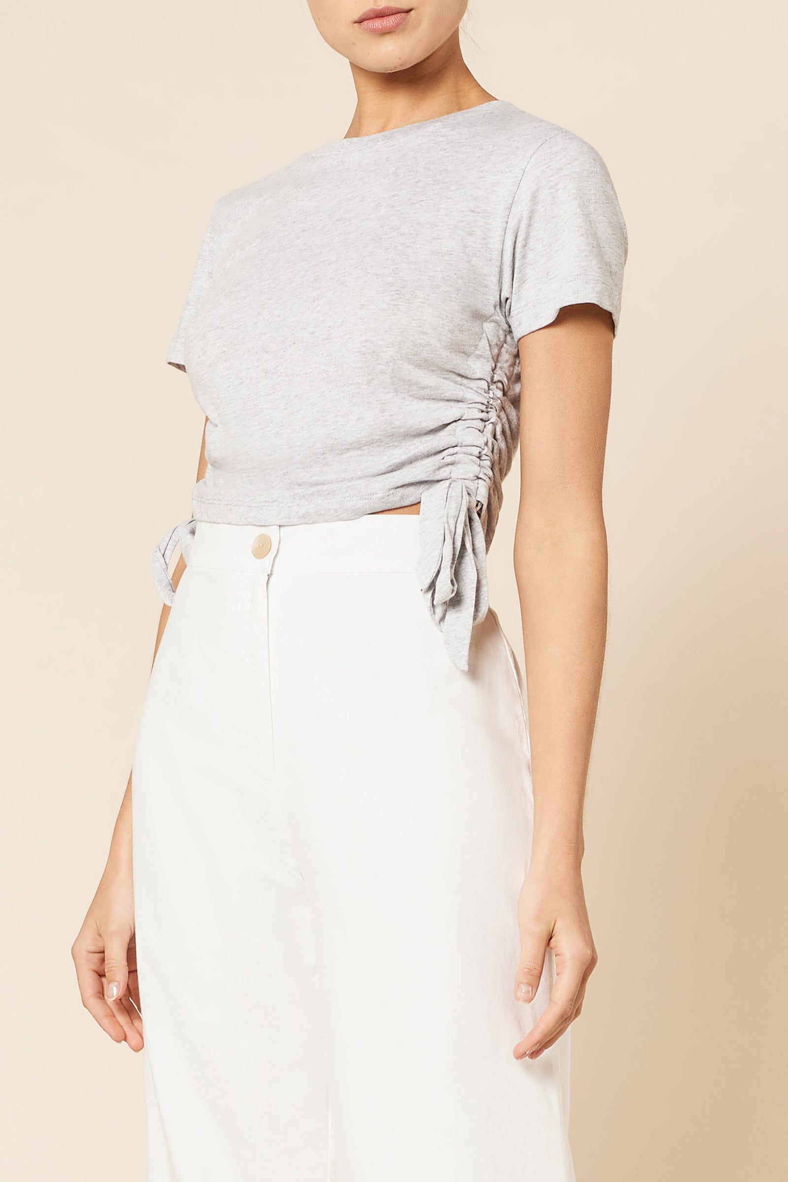 Nude Lucy Rowan Drawstring Tee In Grey Marle 