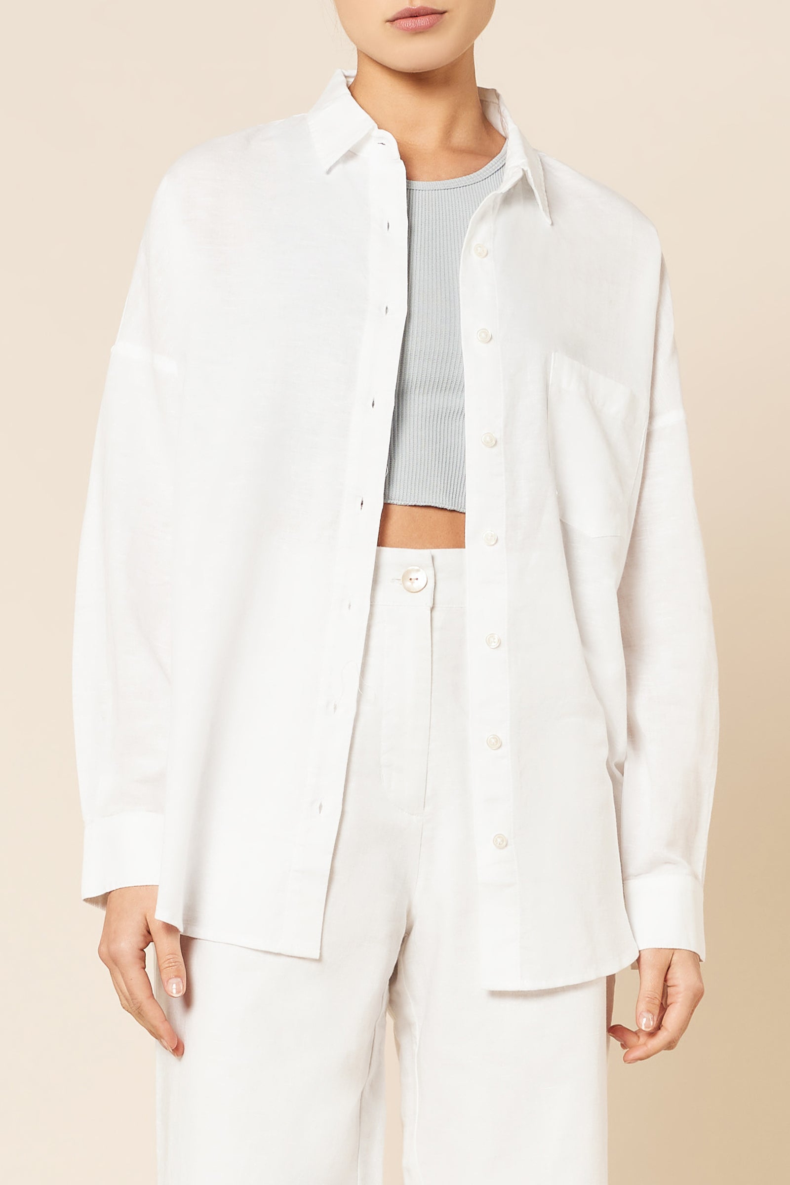 Nude Lucy Leigh Linen Shirt In White 