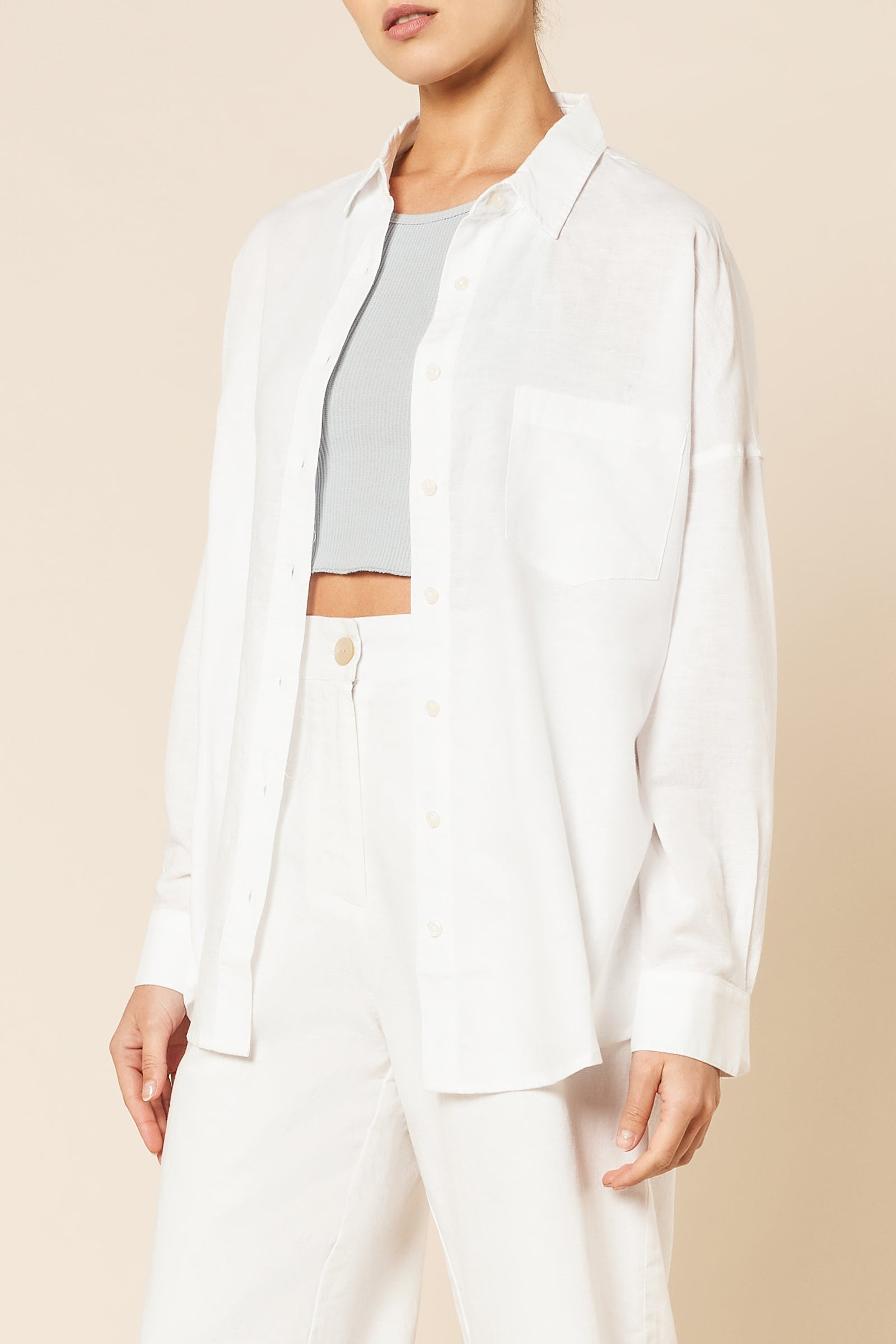 Nude Lucy Leigh Linen Shirt In White 