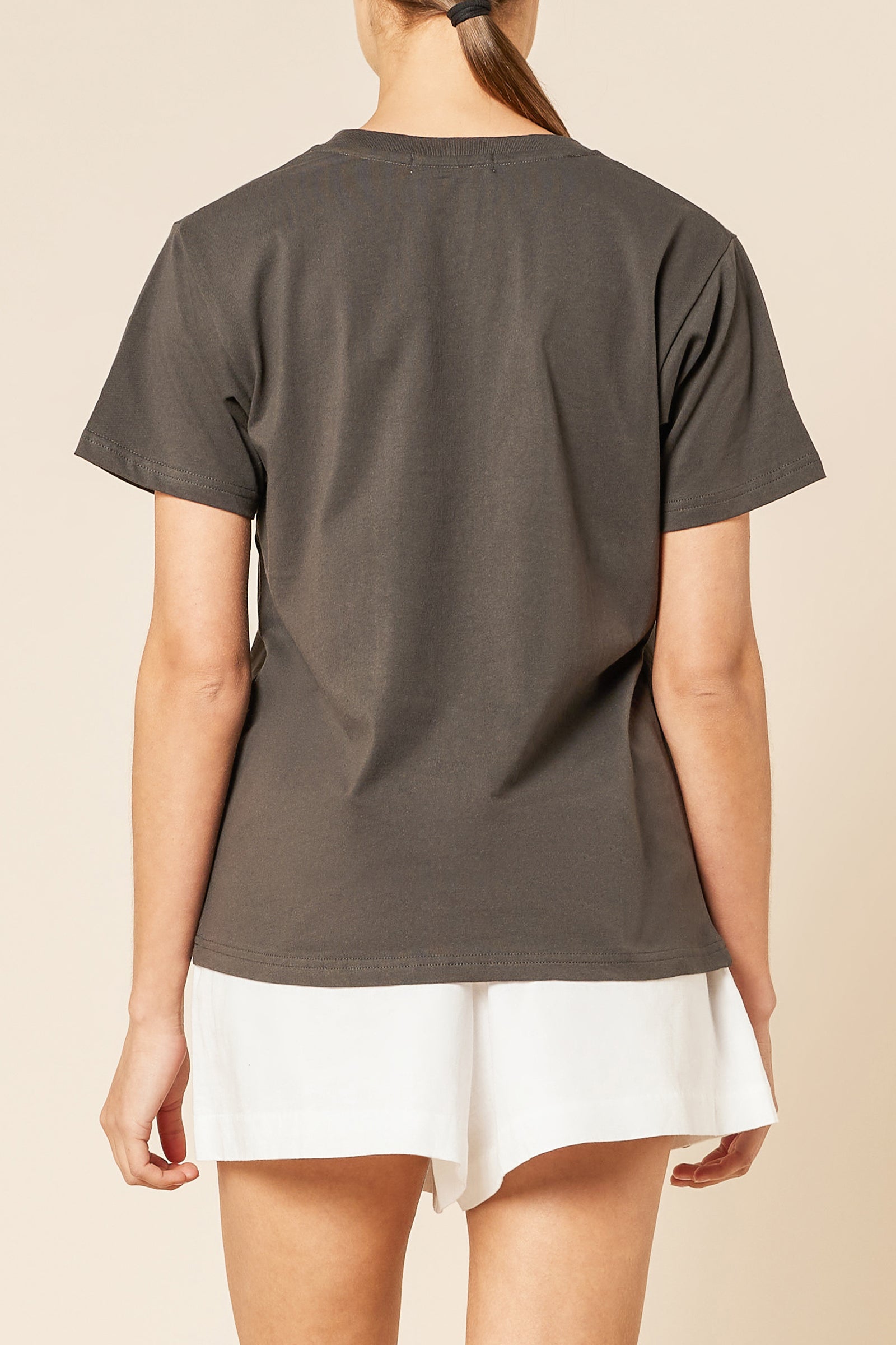 Nude Lucy Nude Organic Heritage Tee in a Dark Grey In a Brown Coal Colour
