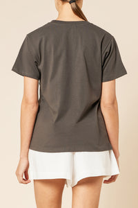 Nude Lucy Nude Organic Heritage Tee in a Dark Grey In a Brown Coal Colour