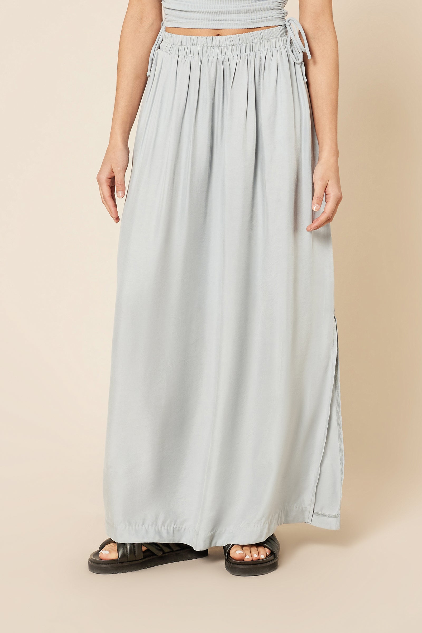 Nude Lucy Gia Cupro Maxi Skirt In A Blue & Green Toned Bermuda Colour 