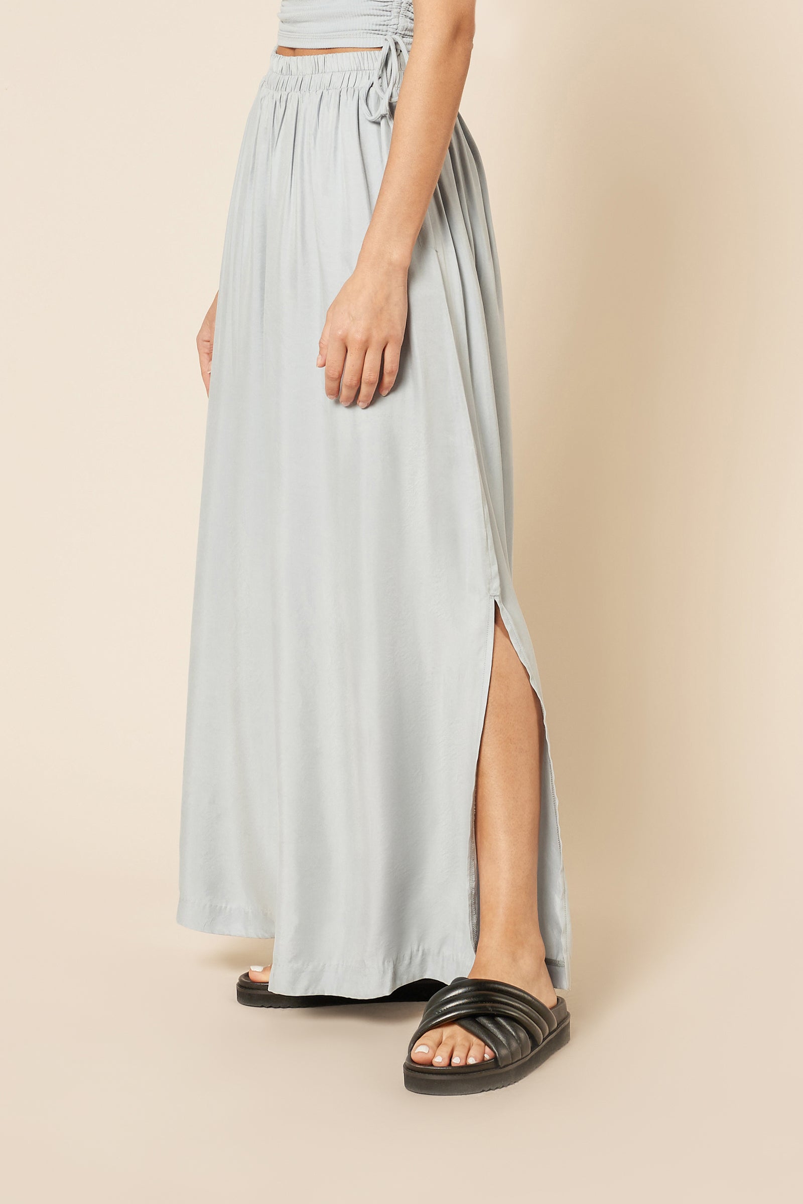 Nude Lucy Gia Cupro Maxi Skirt In A Blue & Green Toned Bermuda Colour 