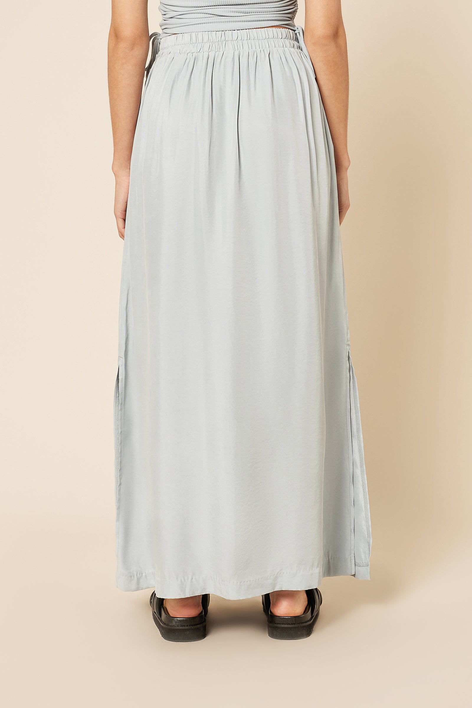 Nude Lucy Gia Cupro Maxi Skirt In A Blue & Green Toned Bermuda Colour 