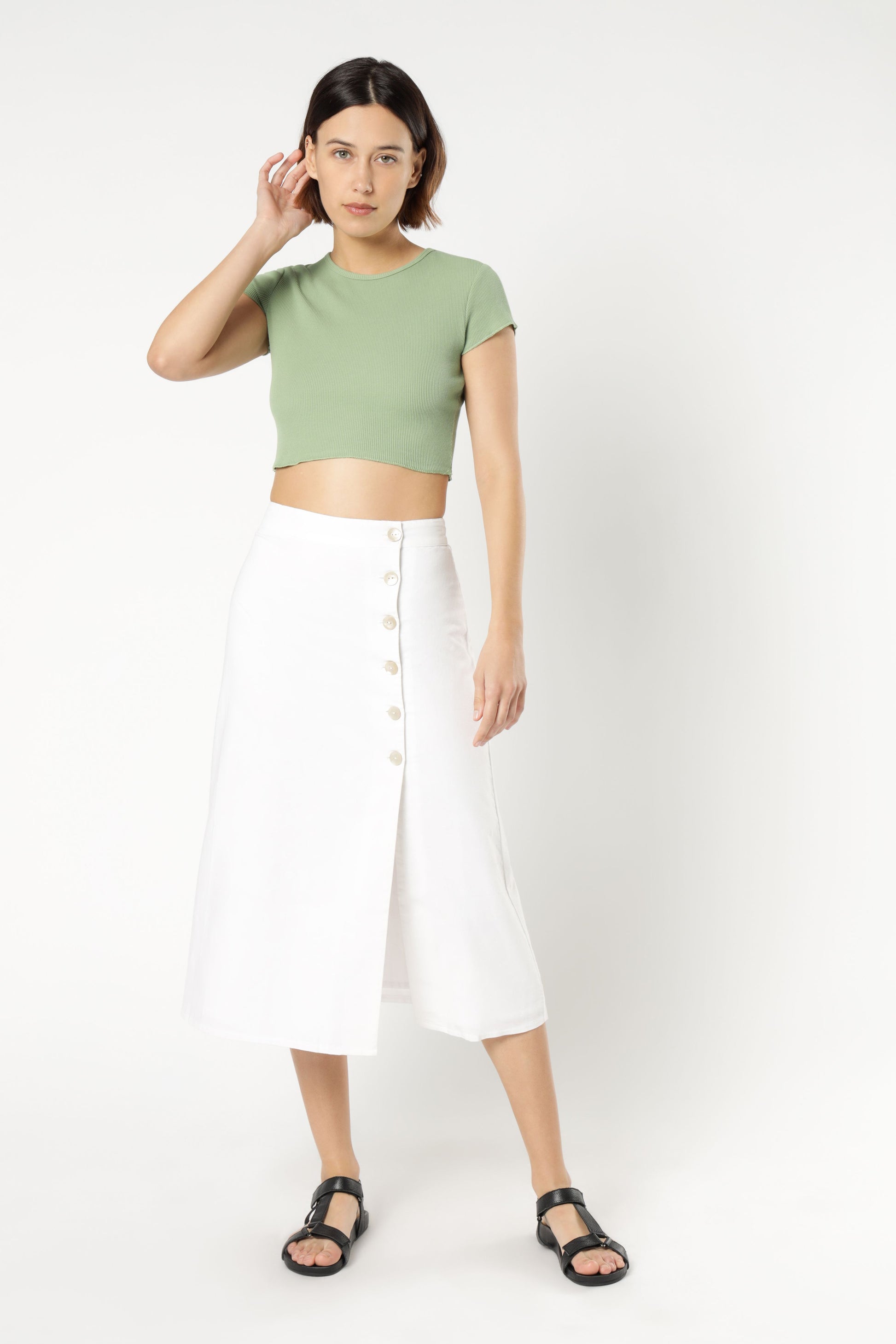Nude Lucy Kora Linen Midi Skirt White Skirt 