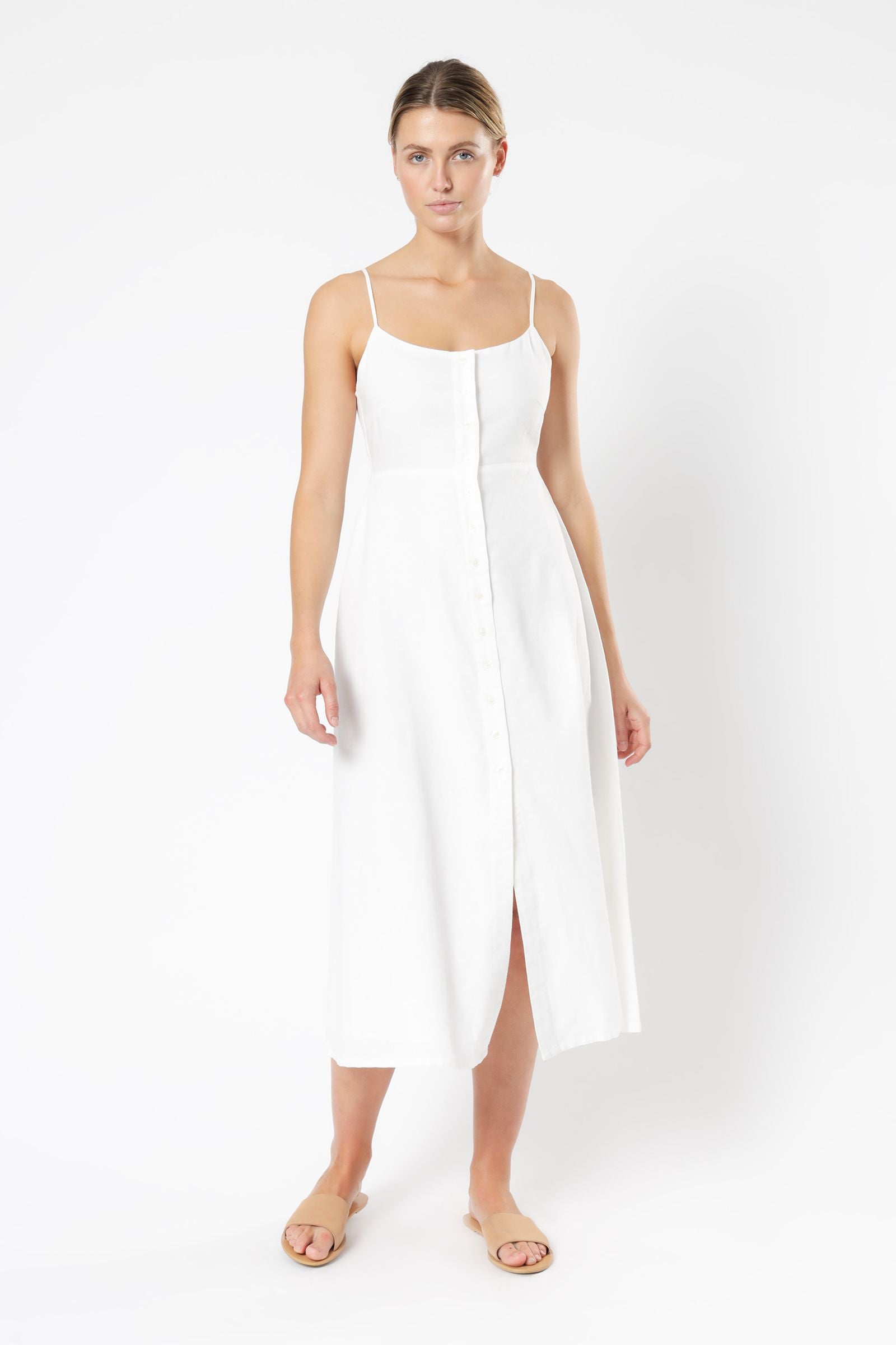 Nude Lucy Drew Linen Midi Dress White Dress 