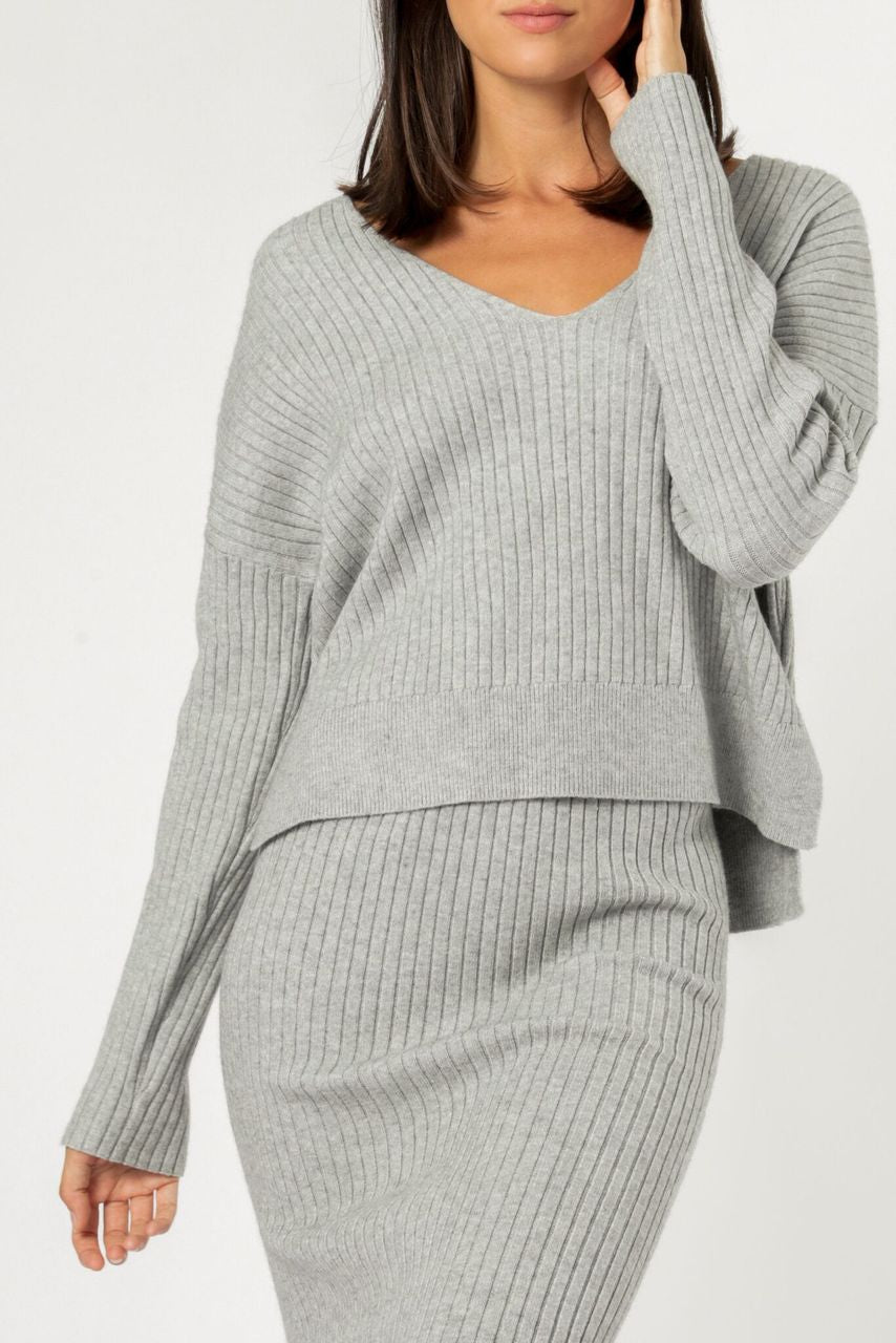Nude Lucy dylan knit top grey marle knitwear