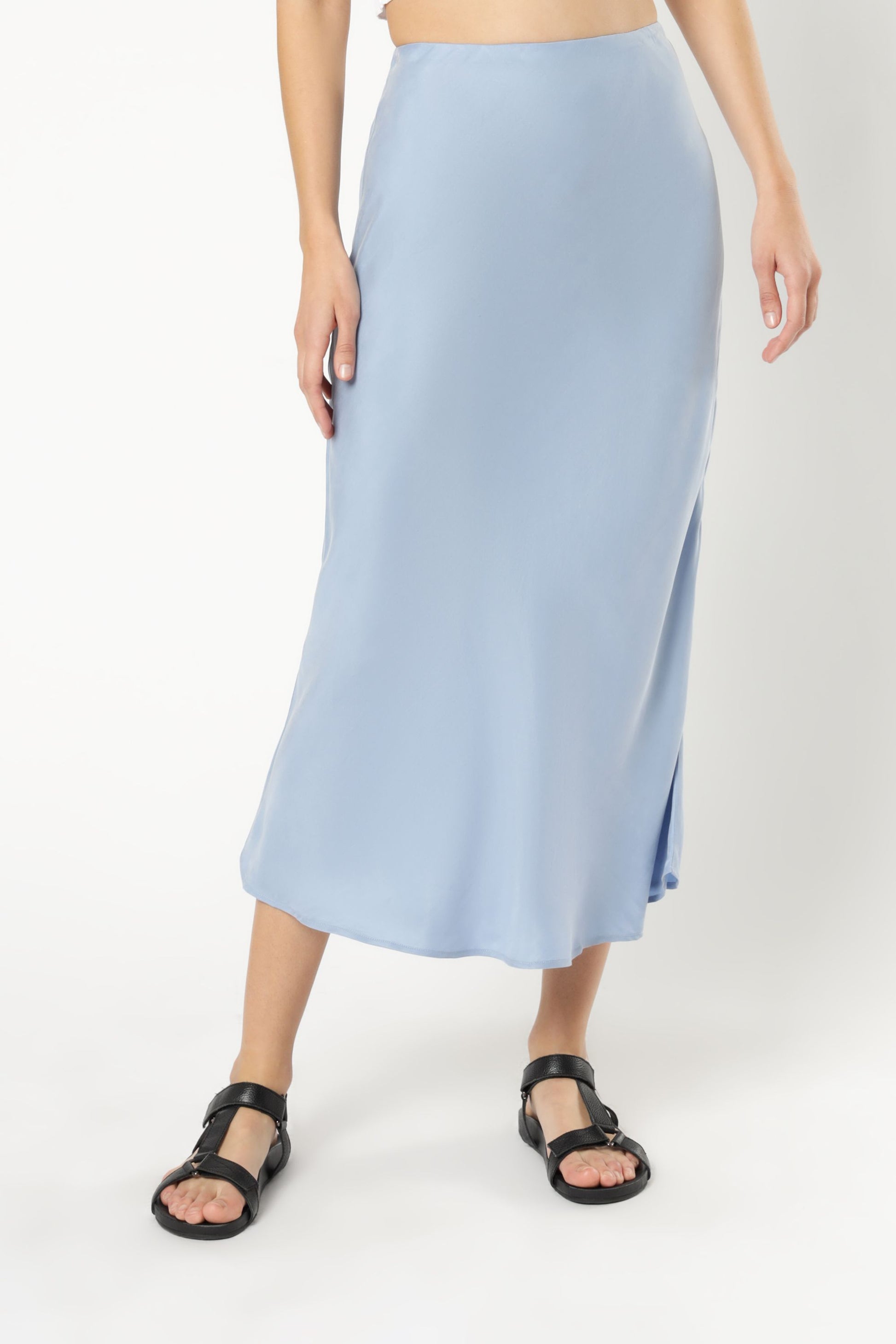 Nude Lucy Esme Cupro Midi Skirt Steel Blue Skirt 