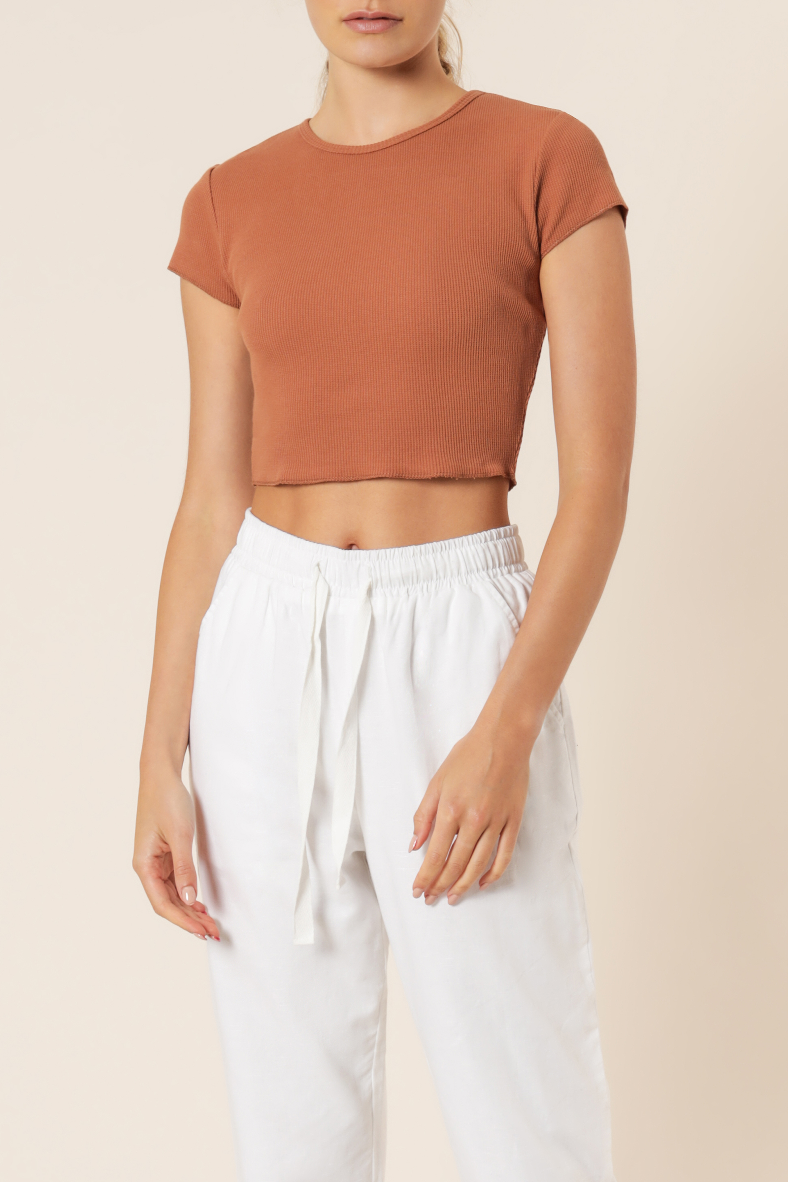 Nude Lucy Cameron Basic Waffle Tee Cinnamon Tees 