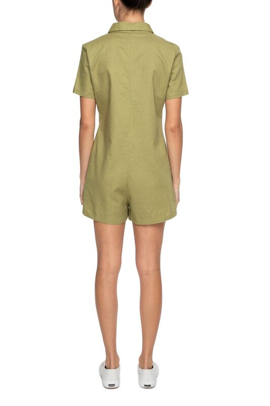 Nude Lucy Mina Linen Playsuit Moss Jumpsuit 