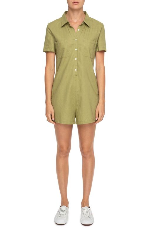 Nude Lucy Mina Linen Playsuit Moss Jumpsuit 