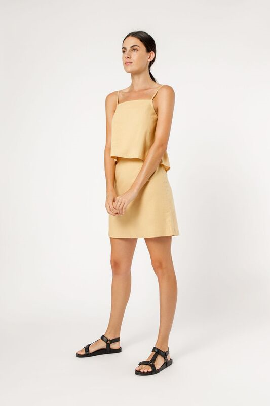 Nude Lucy marley linen cami washed mustard top
