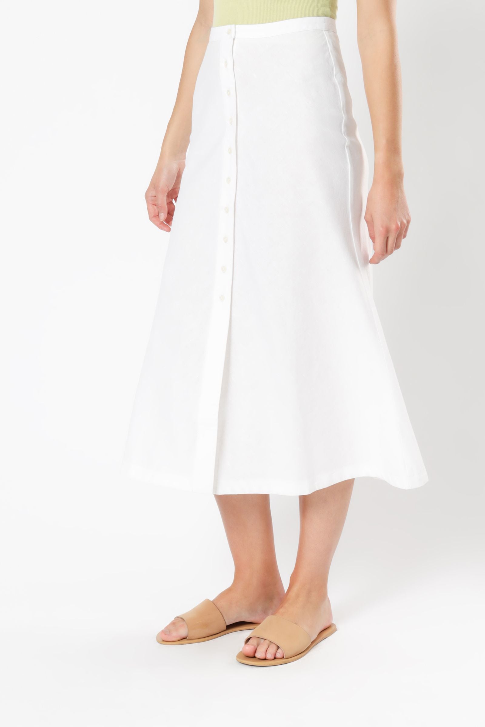 Nude Lucy Drew Linen Midi Skirt White Skirt 