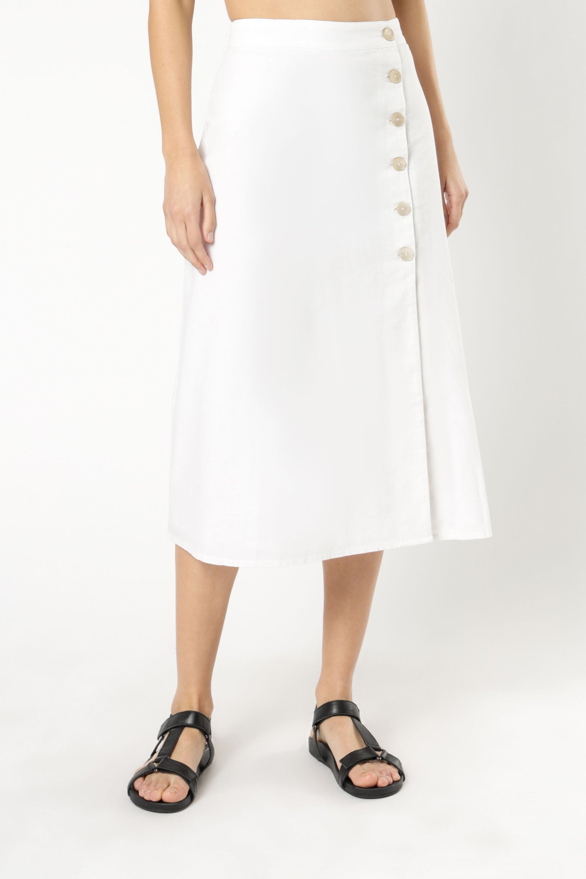 Nude Lucy Kora Linen Midi Skirt White Skirt 