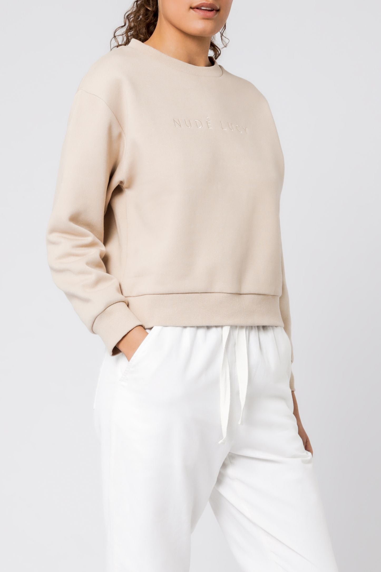 Nude Lucy Nude Lucy Embr Slogan Sweat Sand Sweats 