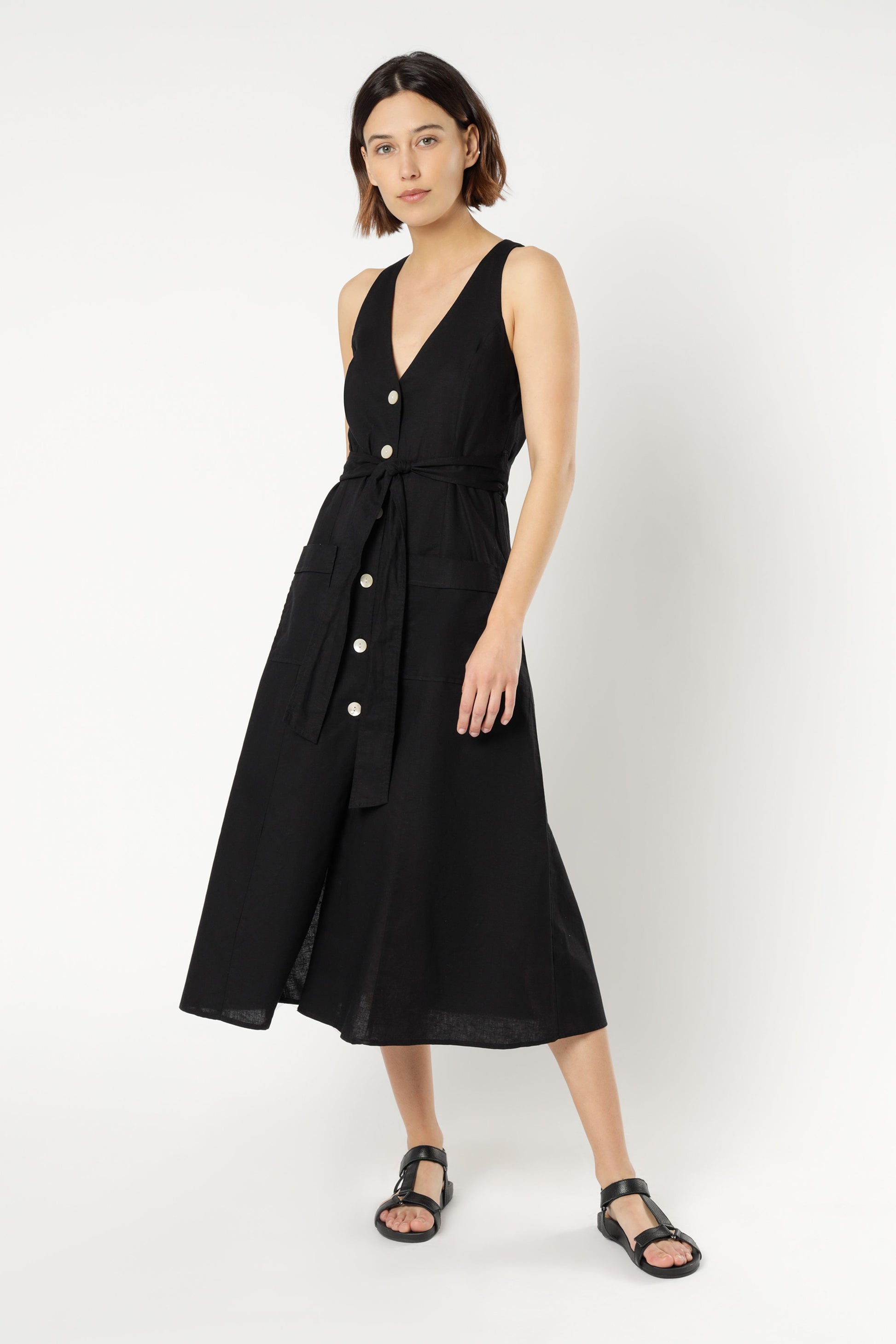 Nude Lucy kora linen midi dress black dress